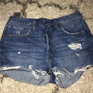 Levi high-waisted shorts.